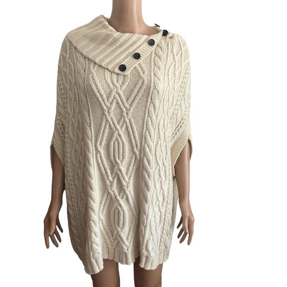 AnnTaylor Sweater Womens Medium Cable Knit Beige Extra Fine Merino Wool - Picture 9 of 9